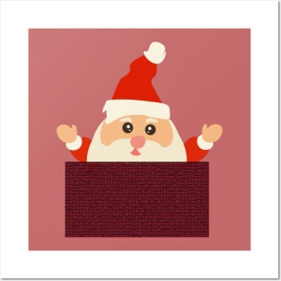 Whee! Santa Claus Is Tumbling Down The Chimney. Posters and Art